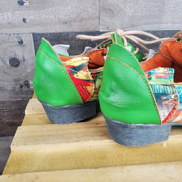 Princess Of TMA Maia Green Abstract Pointed Toe Leather Oxford Women's - Picture 10 of 16